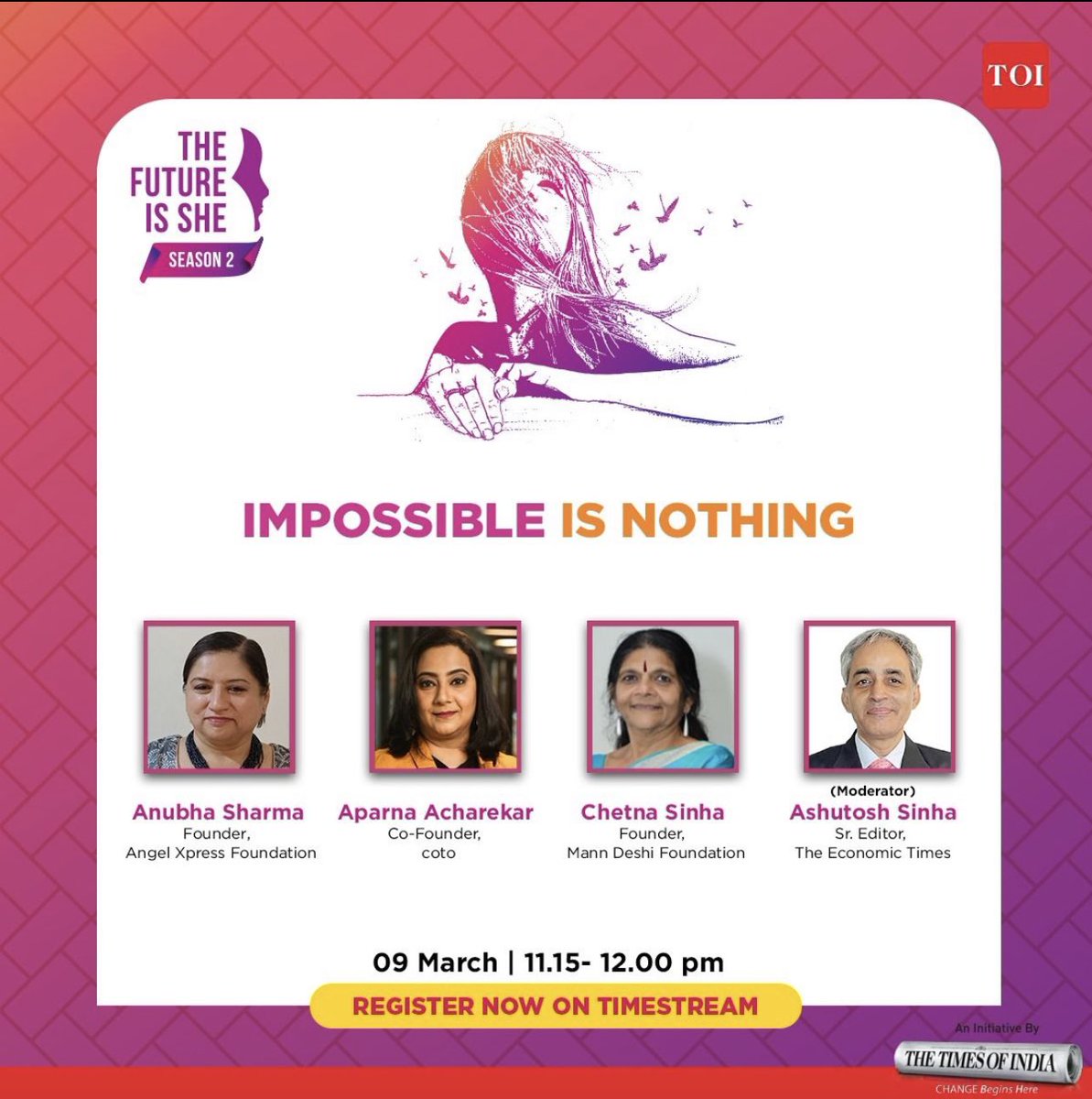 Very apt topic for Women as a gender who make magic happen daily in our lives and make it seem so easy! Great to see my co-founder <a href="/aparna24/">Aparna Acharekar</a> at <a href="/cotoapp/">coto</a> who truly embodies this consistently speaking on the topic! #womenempoweringwomen <a href="/timesofindia/">The Times Of India</a> <a href="/Nidhipalakshi/">Nidhi Kapoor</a>