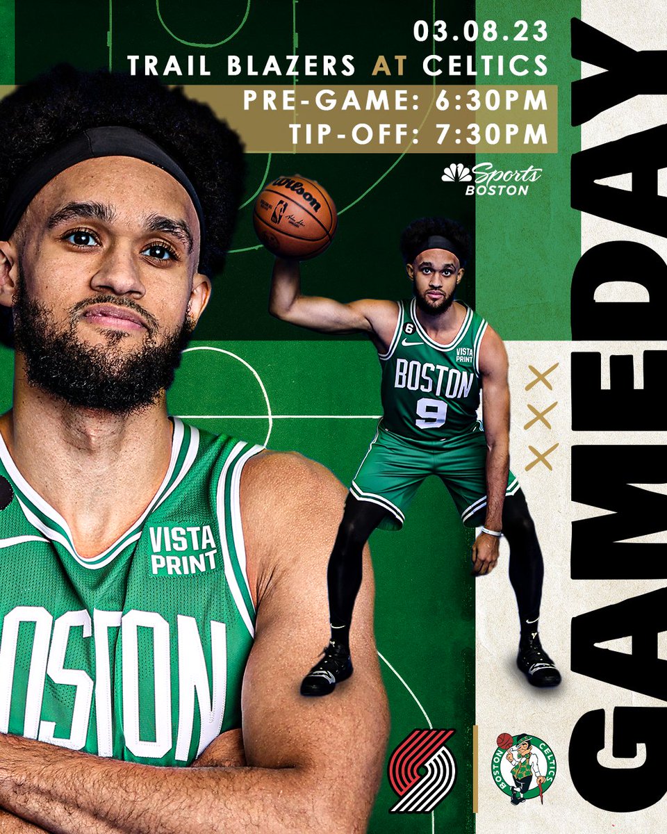 NBCSCeltics's tweet photo. Let's get a W ๐ค The #Celtics are taking on the Trail Blazers
Coverage starts at 6:30pm here on @NBCSBoston with @TomGilesNBCS @ChrisForsberg_ @Scalabrine @tvabby and @EddieHouse_50
#BleedGreen #PORvsBOS #RipCity https://t.co/cSqnE0SueS