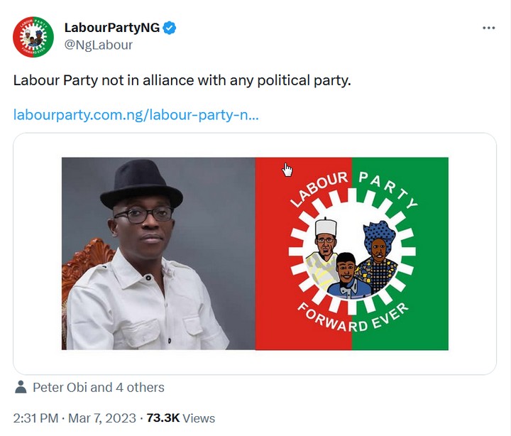 Disregard any Political Party that claims to be in alliance with ELLU P.
ALL NA LIE!

Results Obtained Pastor Enenche Wole Soyinka Yabatech Portable Oba of Lagos Pressure Gbadebo Appeal Court #labourpartynigeria @NgLabour Festus Keyamo Lagosians Rivers Abia Enugu Lagos Igbos 
🇳🇬