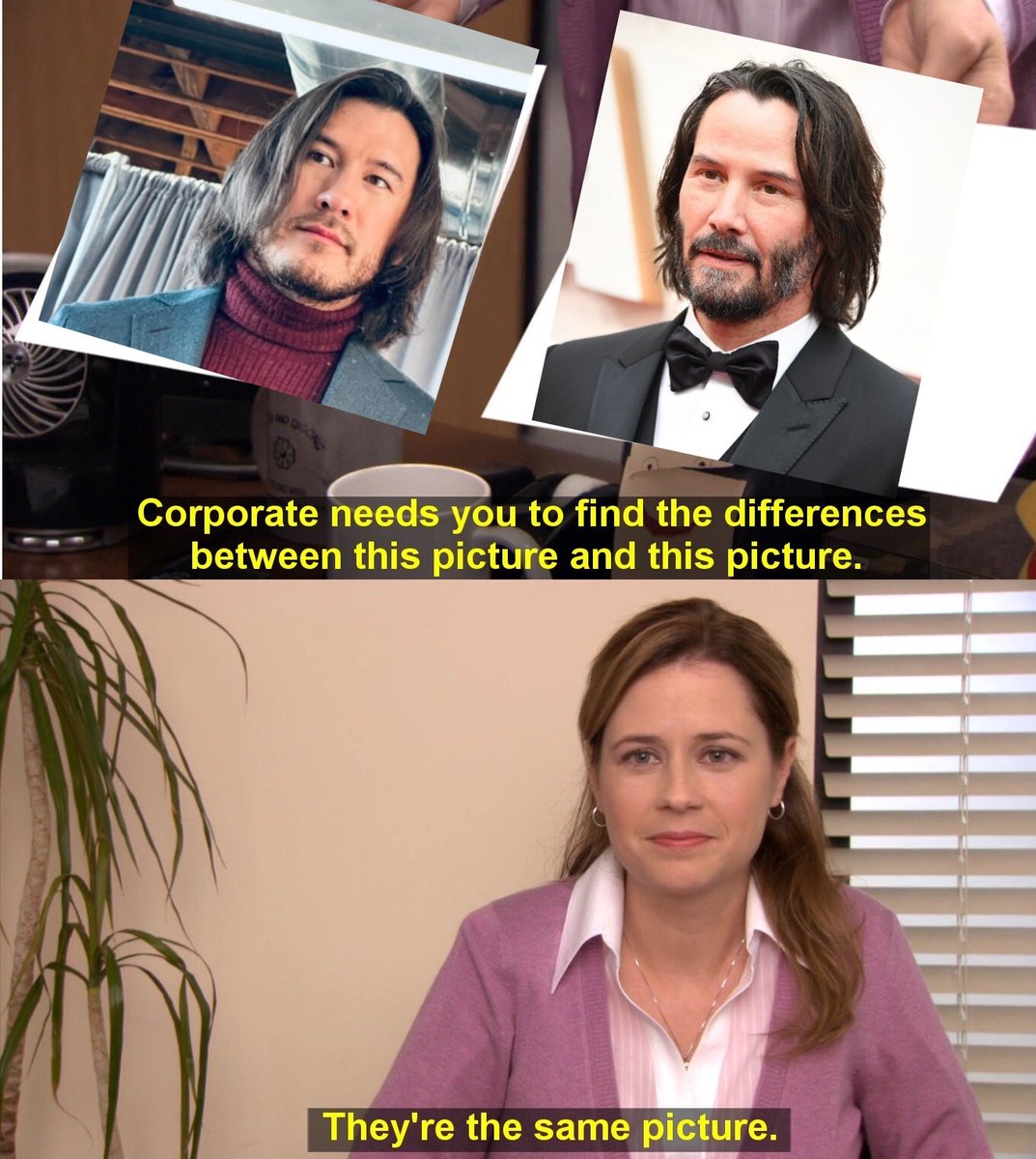 mementomark's tweet photo. he really said keanu reeves ✨️ dupe ✨️ /lh https://t.co/P6IPMrumpD