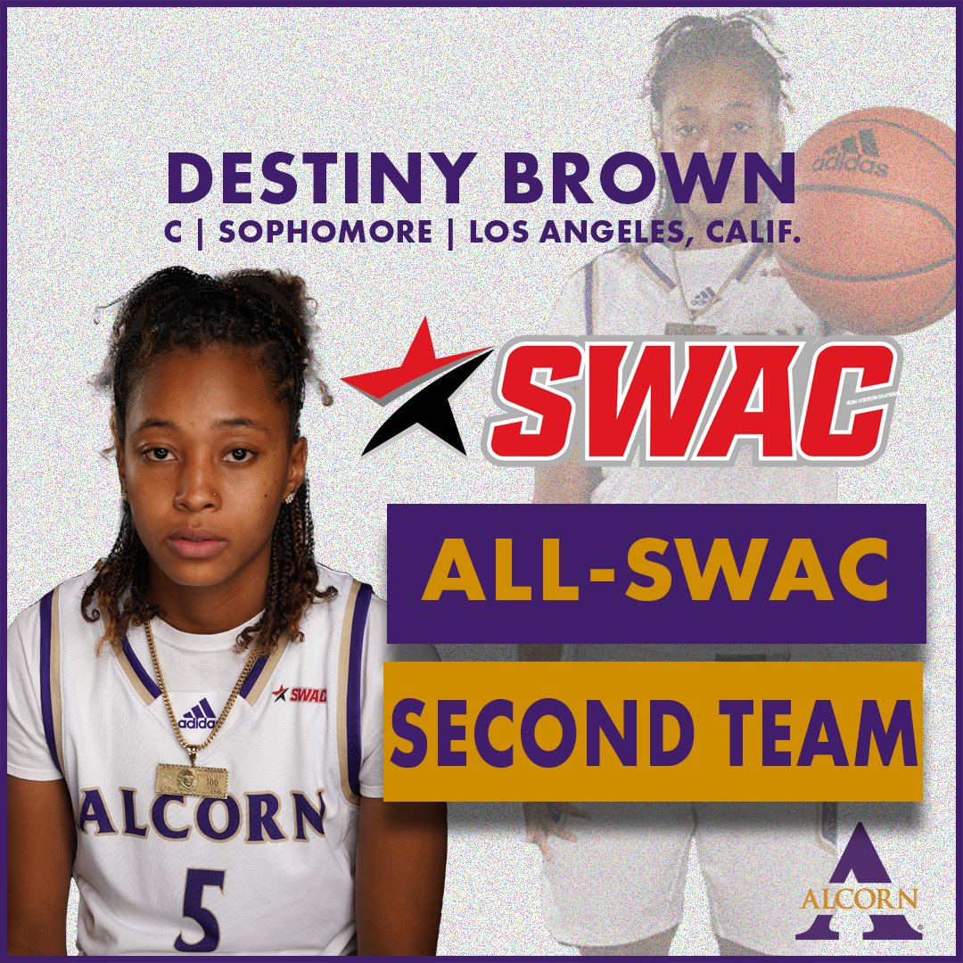 Destiny Brown adds SWAC All-Conference Second Team to her list of awards for the 2022-23 season. Brown received SWAC Impact Player of the Week and SWAC Player of the Week recognition earlier in the season. She averaged 24.3 points and 8.4 rebounds per game. #FearTheBrave