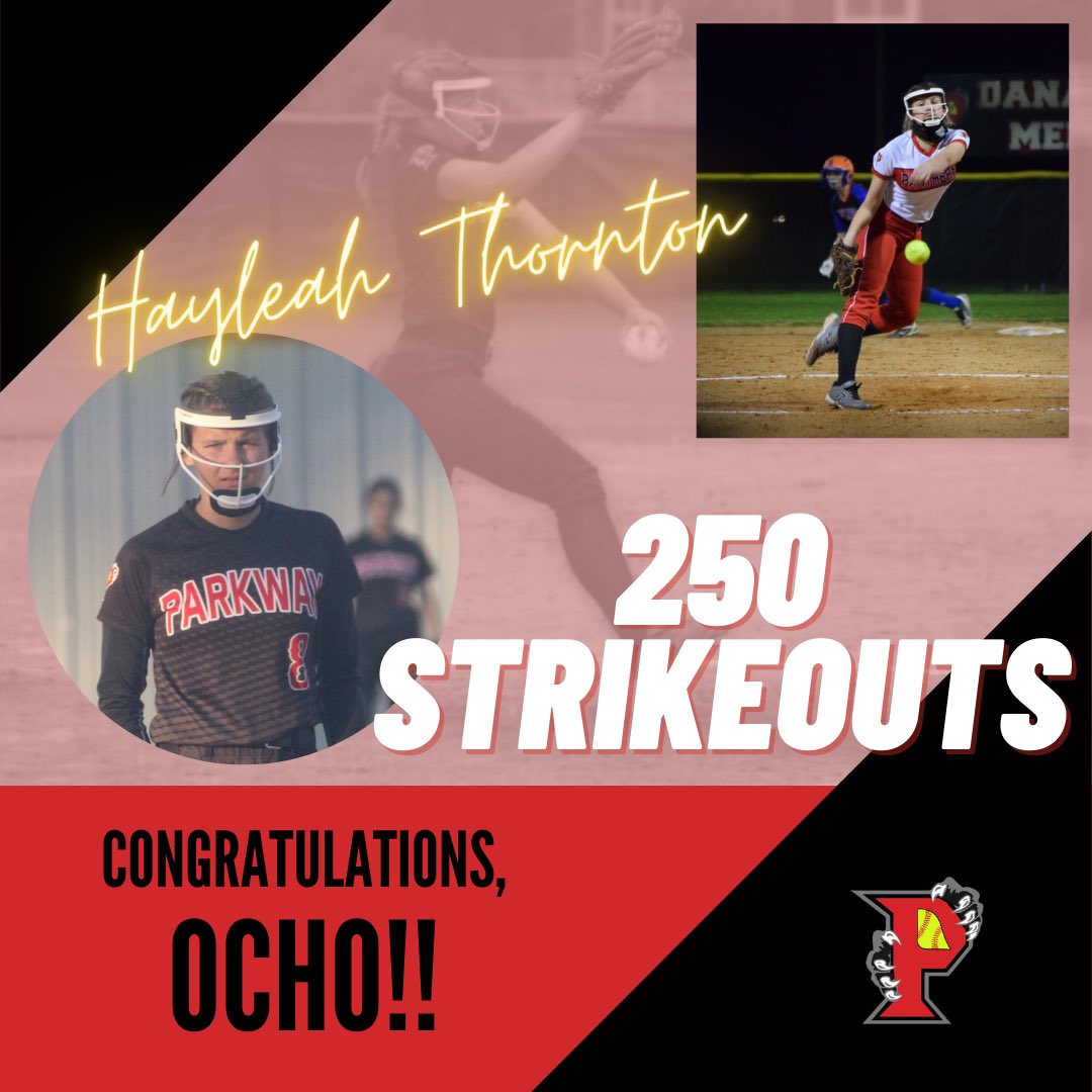 Milestone for Ocho tonight!! Hayleah Thornton, junior pitcher, hit 250 career strikeouts.