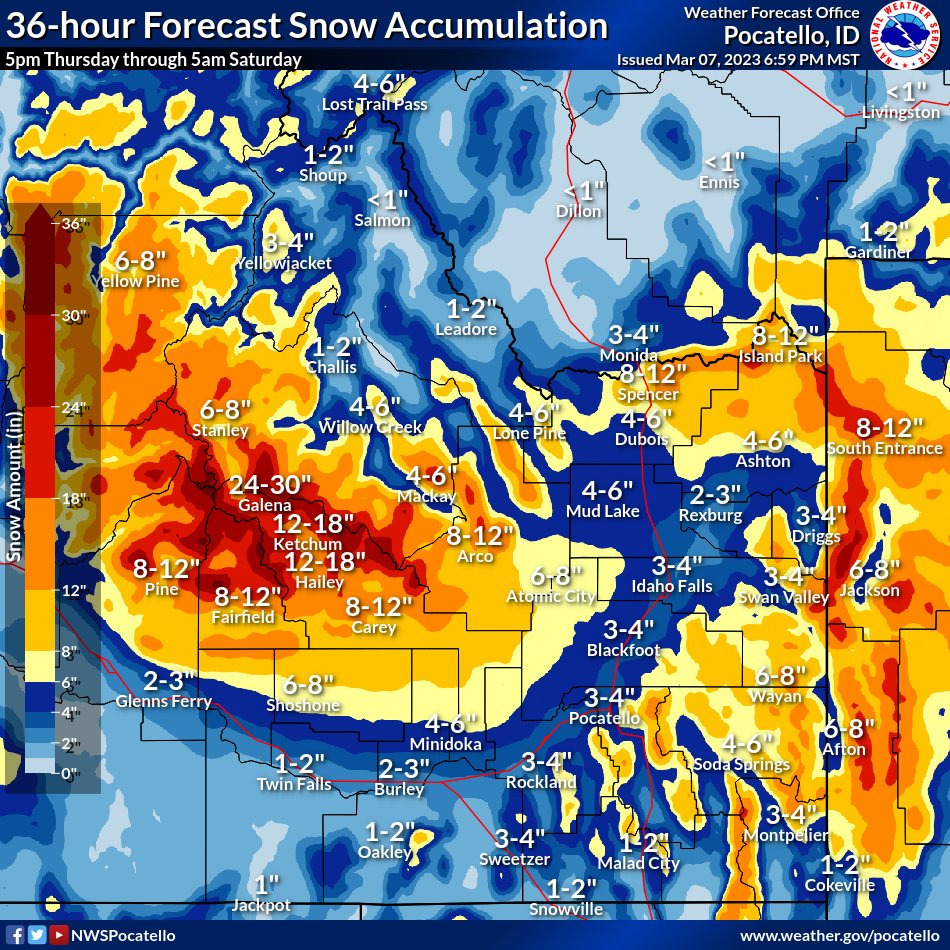 NWS Pocatello on Twitter "Light snowfall is expected tonight across