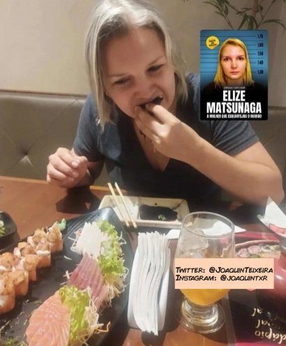 ELIZE MATSUNAGA METENDO UM SUSHI. ELA NÃO DETONAVA UM JAPONÊS DESDE O DIA QUE PICOTOU O MARIDO.