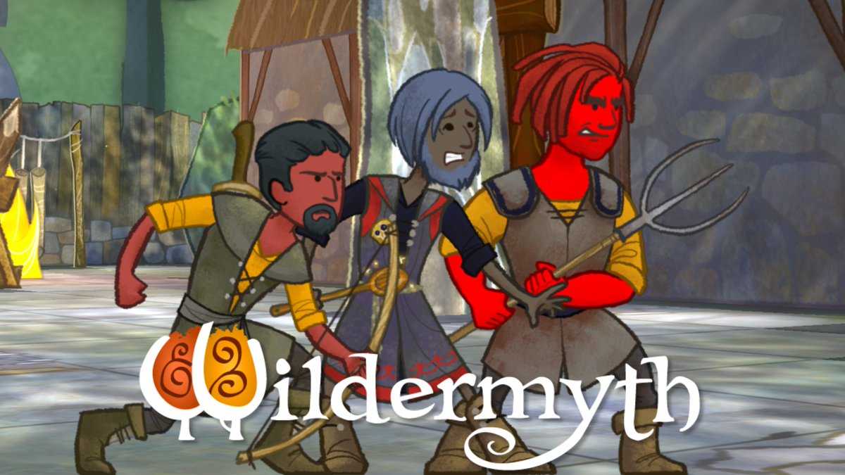 FantasyEsque's tweet photo. A band of red-skinned and volcanic young heroes and the emergence of a new threat... See their fate unfold in @wildermyth! 🔥🎲 https://t.co/XIU7OgWTBM https://t.co/U7H83618IR