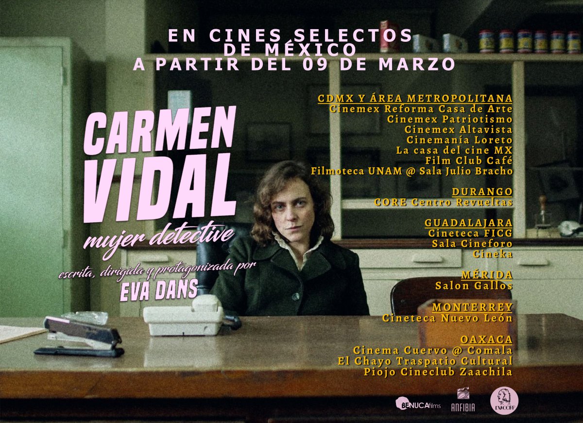 Una de mis películas favoritas de 2021 llega a cines este fin de semana.

Entretenido #FilmNoir lleno de misterio, intriga, pizza y cerveza, hábilmente escrito y dirigido por la protagonista Eva Dans @EvaCorpHoy

¡Gran ejemplo de #CineNegro con una mirada diferente!

#CarmenVidal