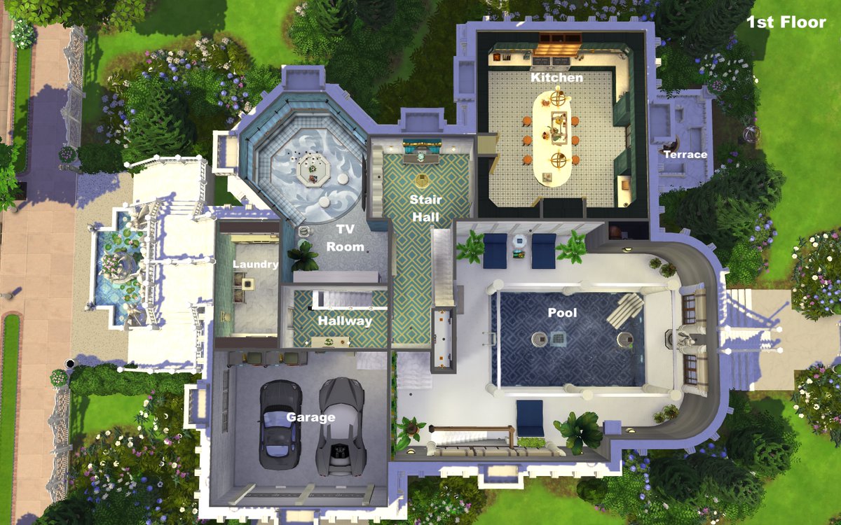 asimialex's tweet photo. Check out all the floorpans of "Beaux Art Manor"
It has an indoor pool, garage and also a basement with sauna and money vault.
#TheSims4 #ShowUsYourBuilds #HOTSC #SimsNationMag @TheSimmersSquad @TheSims @SimsCreatorsCom https://t.co/CxeWc4PMGN