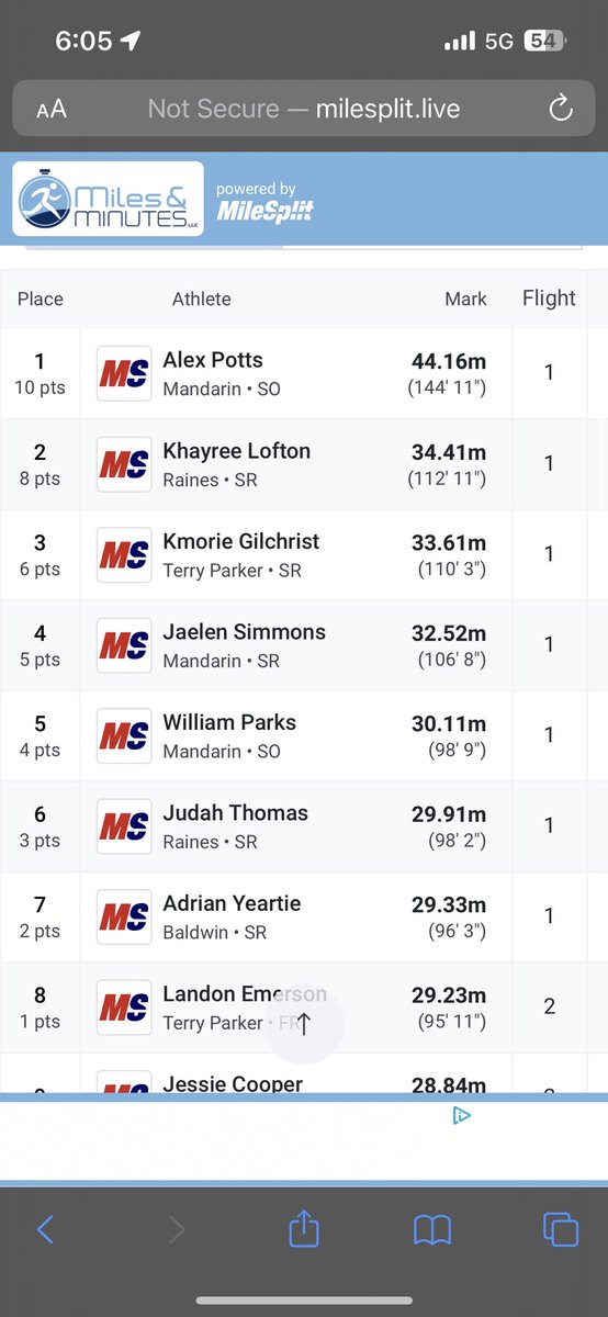 Apotts2007's tweet photo. Threw a big PR in discus of 44.16m and placed 1st overall, I threw 11.15m in shot put and placed 5th as well at the 2nd mandarin developmental meet https://t.co/R1ybEu1I37