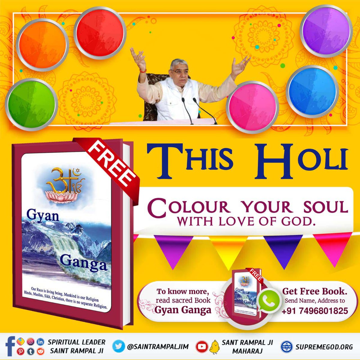 #सतभक्ति_की_होली
The way of True bhakti/worship, i.e. playing “Ram Rang Hori“, will be ascertained when Naam daan is taken from True Guru, Tatvdarshi Sant Rampal ji Maharaj