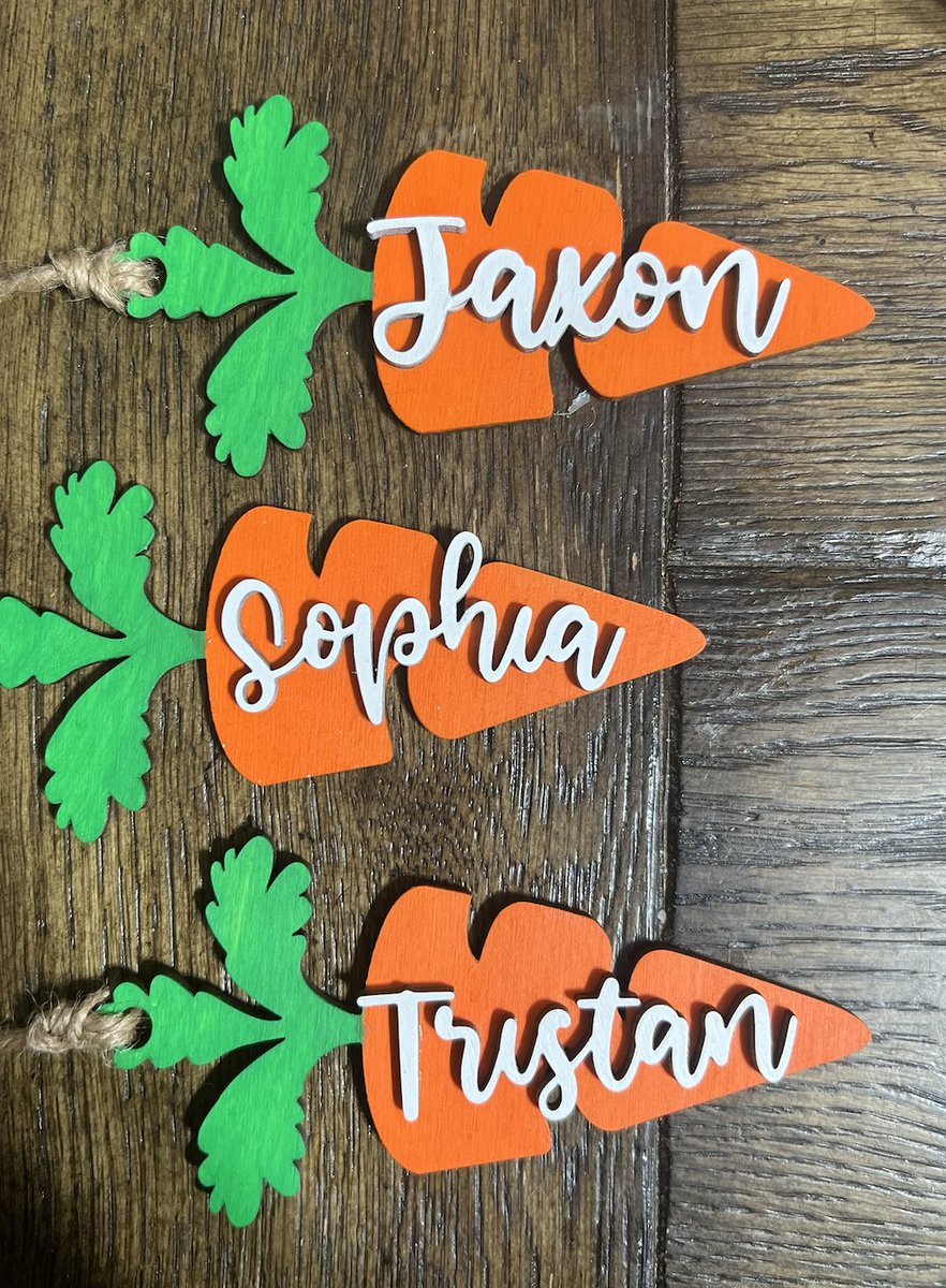 Easter Carrot Name Tags / 3D Easter Basket Name Tag / Wood personalized tag / Wood Gift Labels / Easter Gifts etsy.me/3kSkI8D via <a href="/Etsy/">Etsy</a>