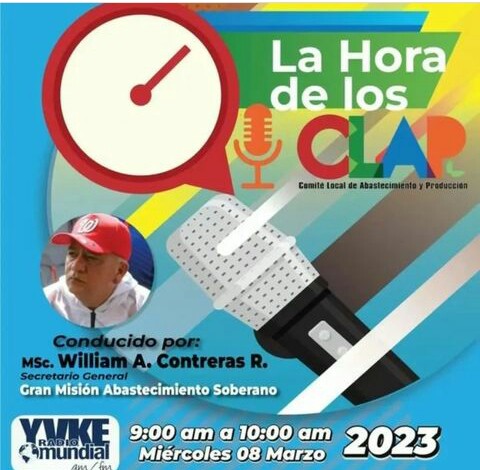 Miercoles #08marzo,a las 9:00 a.m el programa radial mas escuchado por las familias tachirenses. 
#Lahoradelosclap,por la 94.5 f.m @YvkeTachira conducido por Msc. William Contreras,secretario de Alimentacion y cordinacion de @gmas_tachira.
@FreddyBernal
#soycomunicadorclap