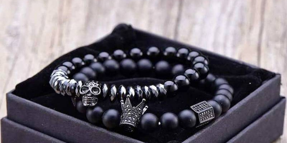 Bracelet Men Accessories Matte Onyx Stone Beads Skull $6.72 gift-ok.co.uk #gold #love #necklace #giftforboyfriend #giftfordad #gifts #giftsforhim #giftforher #handmadejewelry #jewerlydesign #bracelet #ring #jewelrydesigner #rings #jewellery #jewels