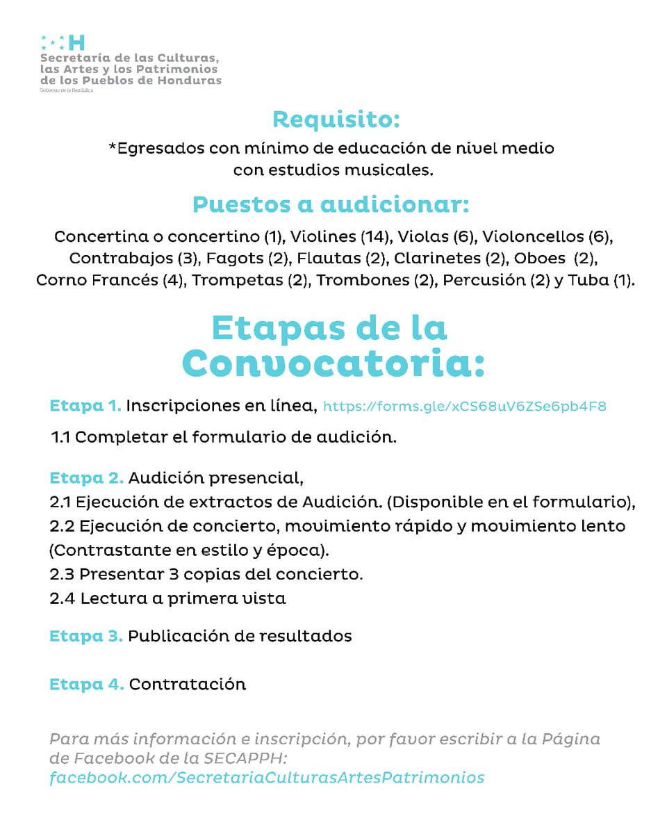 SECAPPH's tweet photo. 📢CONVOCATORIA   

📌¡Si tu pasión es la música, esta puede ser tu gran oportunidad! 🎻🎷🎼🎶              

👉Te dejamos el enlace con los extractos de audición y el formulario, para que puedas inscribirte: 
🌐 https://t.co/HyJCK9dO1c   

#OrquestaSinfónica    
#Música https://t.co/7j114v5MyL