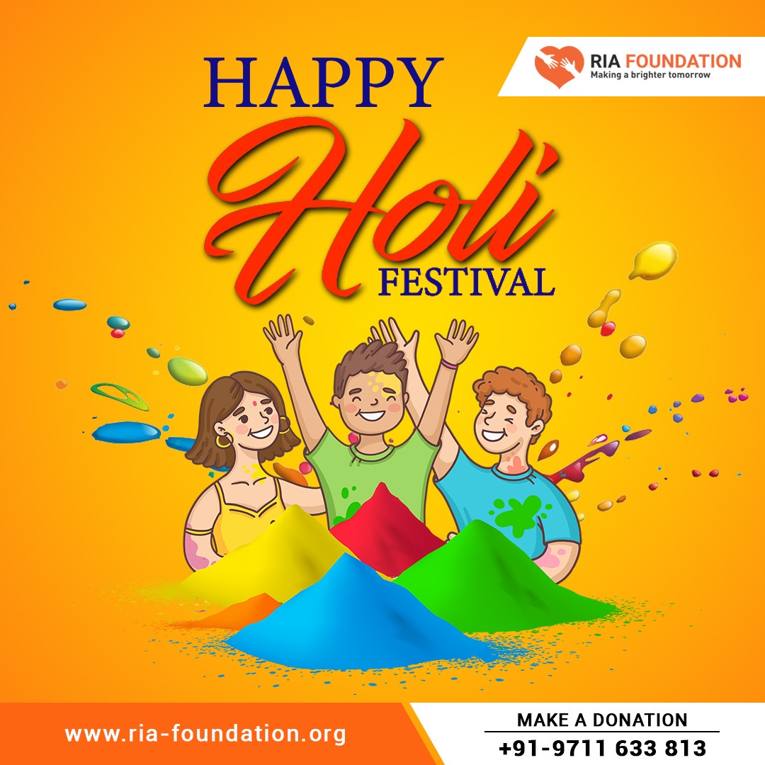 May Love, Luck, & Laughter find you this Holi. Celebrate Life, this Holi.  Happy Holi!!

#riafoundation #foundationria #ngo #holi #happyholi #holi23 #holi2023 #trendingontwitter #trendingnow #twitter