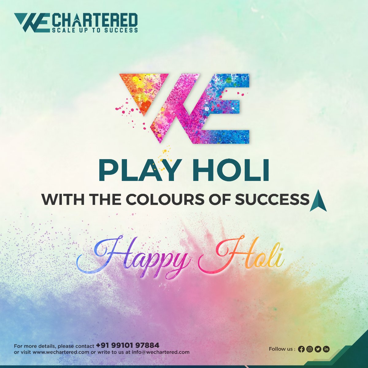 wechartered's tweet photo. DO me a favour, letโs play Holi together!
Dive into the vibrant colors of success and celebrate life with WEchartered!
#WEchartered #HappyHoli #FestiveVibes #ColoursOfHappiness https://t.co/gBoRo1ZGhh
