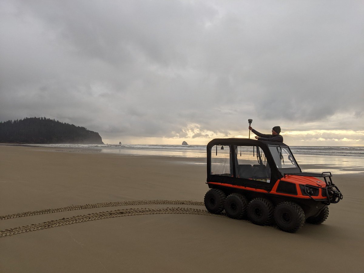 Evening gps survey of a datum-based shoreline along Bayocean Spit, northern Oregon coast.