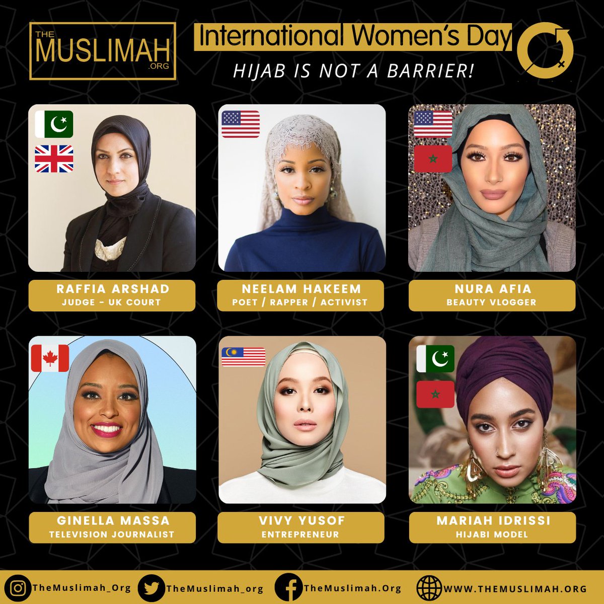 TheMuslimah_org's tweet photo. *** HIJAB IS NOT A BARRIER ***
Happy International Women’s Day! 💖💖💖

#InternationalWomensDay #IWD #IWD2023 #WomensDay #Hijab #Muslimah #يوم_المراه_العالمي https://t.co/VGxRaWR92d