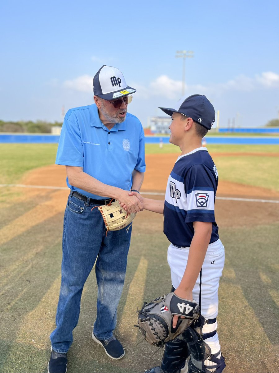 Honored to throw the first pitch for the <a href="/McAllisterPark/">McAllister Park Little League</a> Little League and  discuss needs of the program. This is another vital piece of our community and enjoyed by so many! Let’s play ball. #D9SA