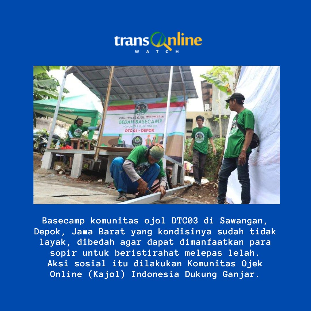 Direnovasi Kajol Indonesia, Basecamp Ojol di Sawangan Jadi Lebih Nyaman 

transonlinewatch.com/direnovasi-kaj… lewat <a href="/transonlinecom/">transonlinewatchcom</a>