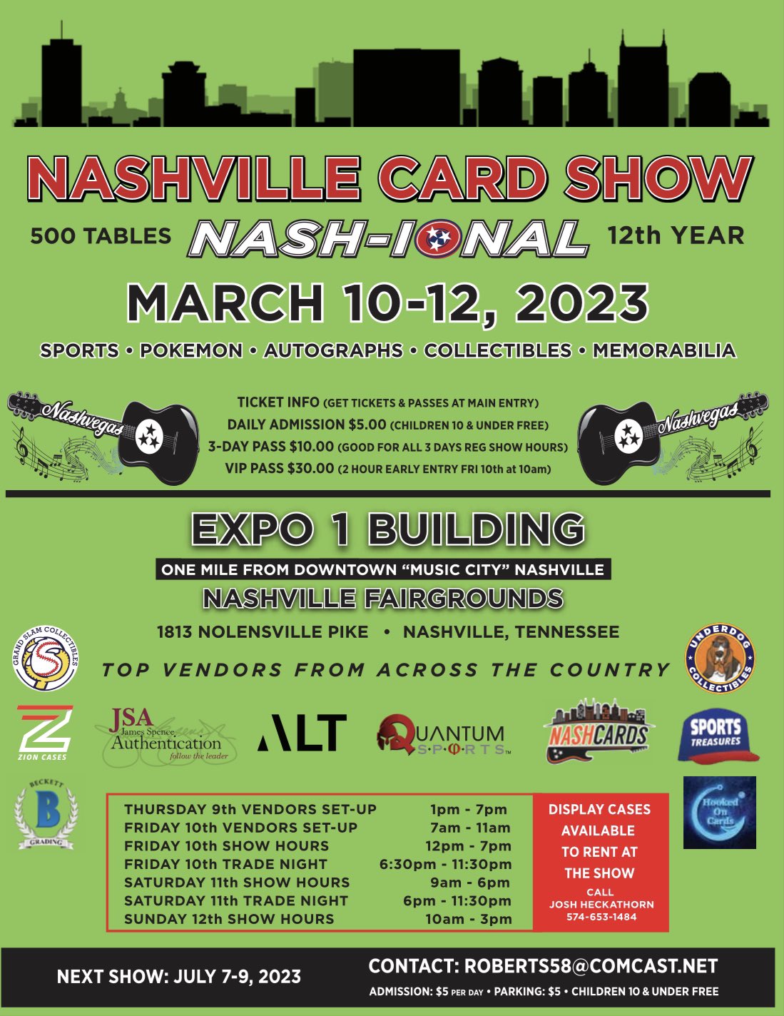 Nashville Card Show on Twitter "Here is the table layout for the 