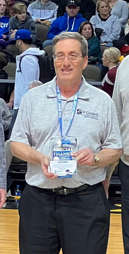 BooneCoRebels's tweet image. Tonight at halftime of the @KHSAA 9th Region boys tournament final, Boone County athletic trainer Tom Burns was recognized for his many years working the tournament. During National Athletic Training Month, we thank him for his 31 years of service to our community.