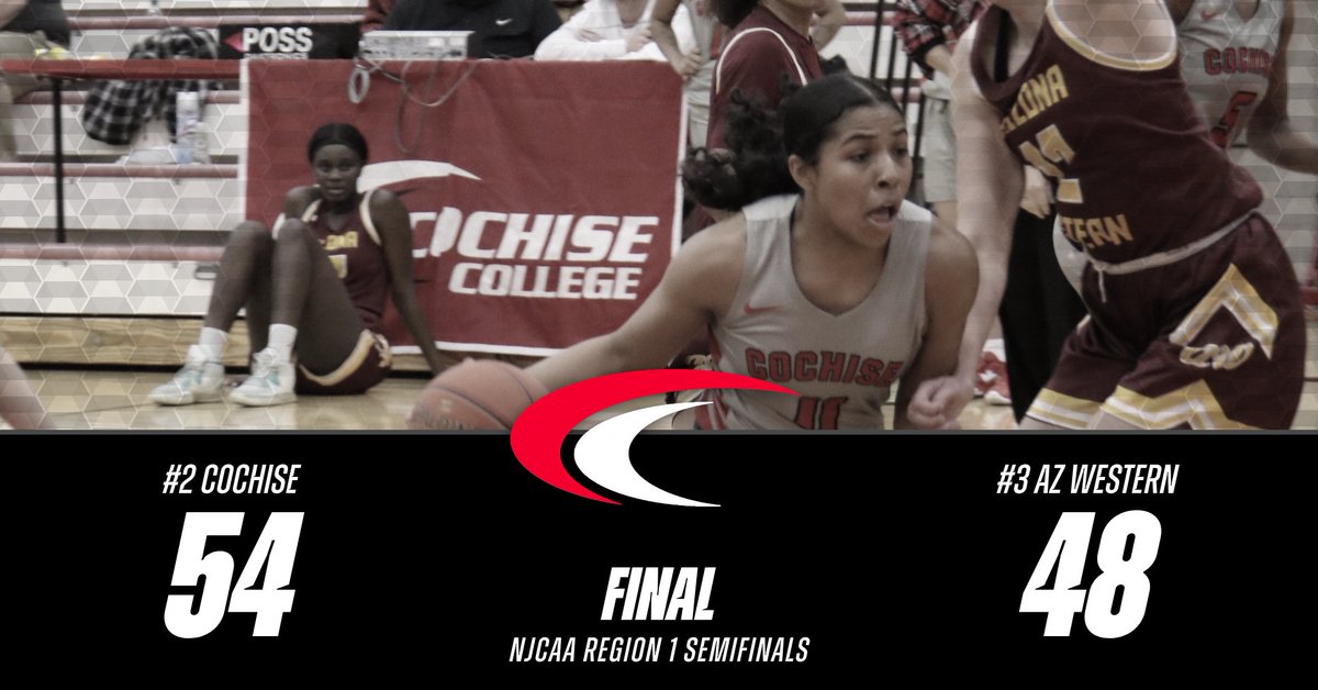 Cochise College Athletics (@ccathletics1) on Twitter photo WBB | COCHISE ADVANCES TO THE REGION CHAMPIONSHIP!
Cochise Women's Basketball defeats Arizona Western 54-48 to advance to the NJCAA Region 1 Championship game on Friday!
The Apaches will head to #1 Eastern Arizona Friday, March 10th at 7:00pm!
<a href="/CochiseWbb/">Cochise College Women’s Basketball</a> | <a href="/accac_sports/">ACCAC Sports</a> WBB | COCHISE ADVANCES TO THE REGION CHAMPIONSHIP!
Cochise Women's Basketball defeats Arizona Western 54-48 to advance to the NJCAA Region 1 Championship game on Friday!
The Apaches will head to #1 Eastern Arizona Friday, March 10th at 7:00pm!
<a href="/CochiseWbb/">Cochise College Women’s Basketball</a> | <a href="/accac_sports/">ACCAC Sports</a>
