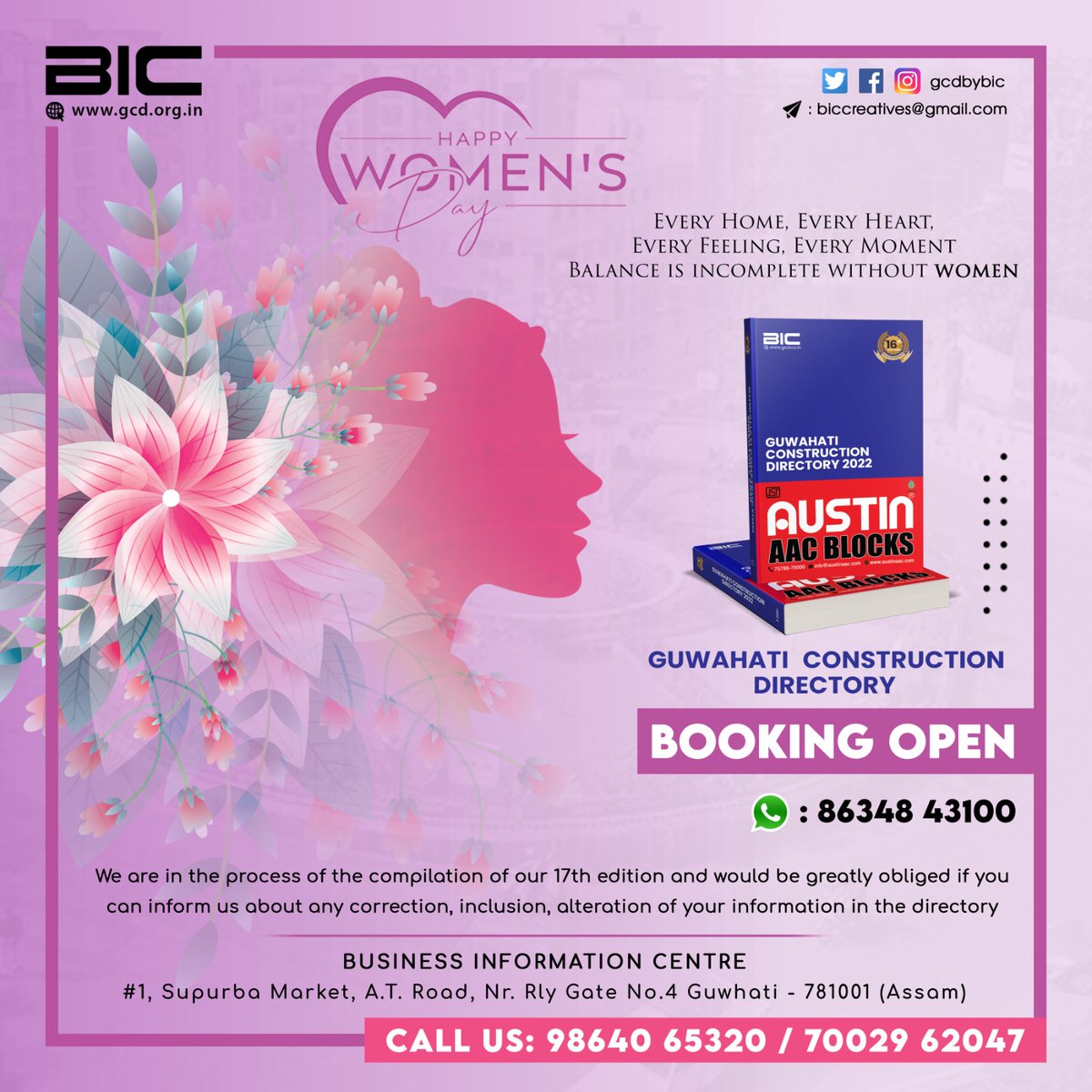 gcdbybic's tweet photo. To all the incredible women in the world, shine on, not just today but every single day. Happy Women's Day Guwahati Construction Directory by BIC #womensupportingwomen #womenday2023 #architect #interiordesigner #builder #GCD #gcdbybic #Guwahati #Assam https://t.co/FxPEPwsTxL