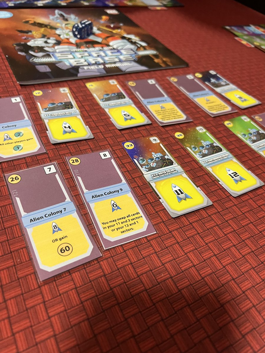 SeniorWatashi's tweet image. Playtesting the newest #spacebase expansion.
#wemakefun #tabletopgames #boardgames