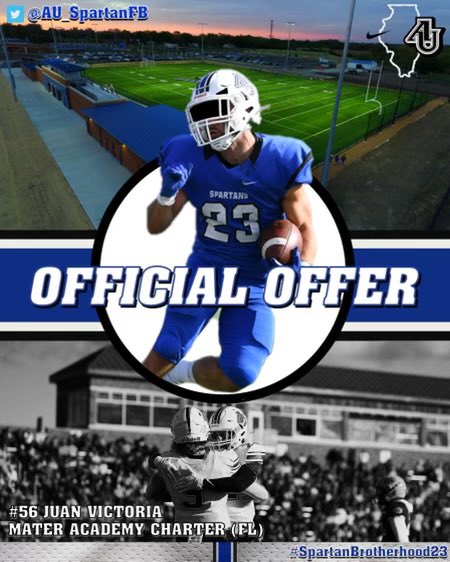 Juan Victoria (@juanpvic05) on Twitter photo Blessed & honored to receive an offer from Aurora University 💙💚 <a href="/AU_SpartanFB/">Aurora University Football</a> <a href="/DonBeebeNFL/">Don Beebe</a> <a href="/CoachRgehlert7/">Coach Gehlert</a> <a href="/MaterAcademyFB/">Mater Academy Football</a> Blessed & honored to receive an offer from Aurora University 💙💚 <a href="/AU_SpartanFB/">Aurora University Football</a> <a href="/DonBeebeNFL/">Don Beebe</a> <a href="/CoachRgehlert7/">Coach Gehlert</a> <a href="/MaterAcademyFB/">Mater Academy Football</a>