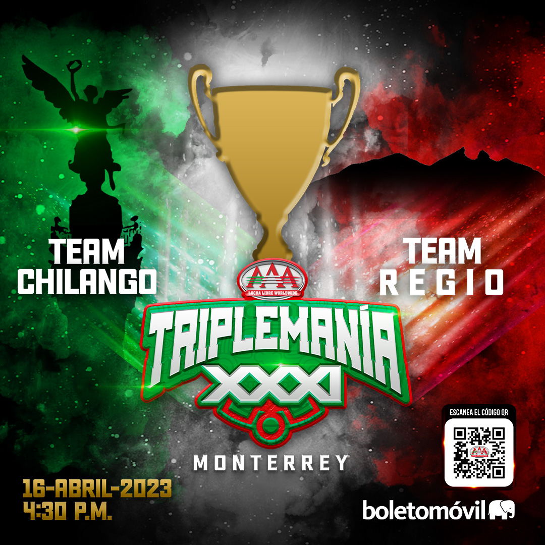 luchalibreaaa's tweet photo. Grandes enfrentamientos nos esperan en #TriplemaníaXXXI 💥😎
⚠️ #TeamChilango 🆚 #TeamRegio ⚠️
#LuchandoPorMéxico 🇲🇽
🎟️ Corre por tus boletos 🎟️ https://t.co/FqKNPosIBk https://t.co/fKG402w4Xf