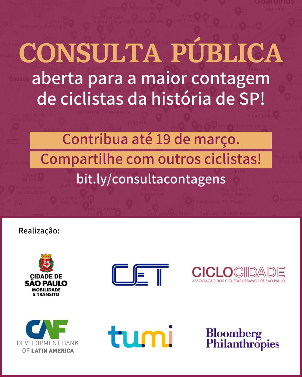 🤓🚲 SEU CONHECIMENTO IMPORTA 🤓🚲

Temos uma sugestão de 218 pontos, que podem ser aperfeiçoados por você!

Saiba mais e contribua em:
bit.ly/consultacontag…

Respostas até 19 de março 

Pesquisa que desenvolvo pela <a href="/ciclocidade/">Ciclocidade</a> com <a href="/hsvab/">Haydée Svab</a> , Flávio Soares e outros parceiros
