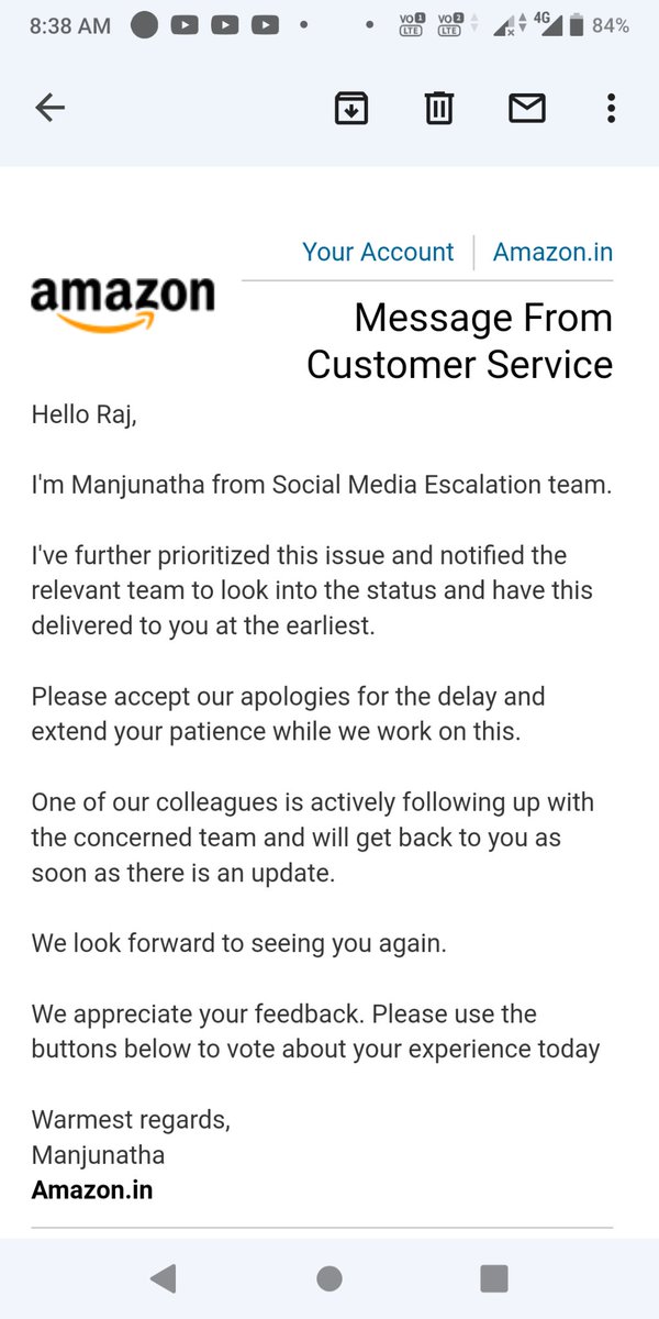 ijbiswas's tweet photo. @Rajtiwari1008 @AmazonHelp @amazonIN Milega thik hai pr mujhe ek proper detail to de ye @amazonIN wale . Ase ase mail karte hai bss 😑 https://t.co/ybij37aC1E