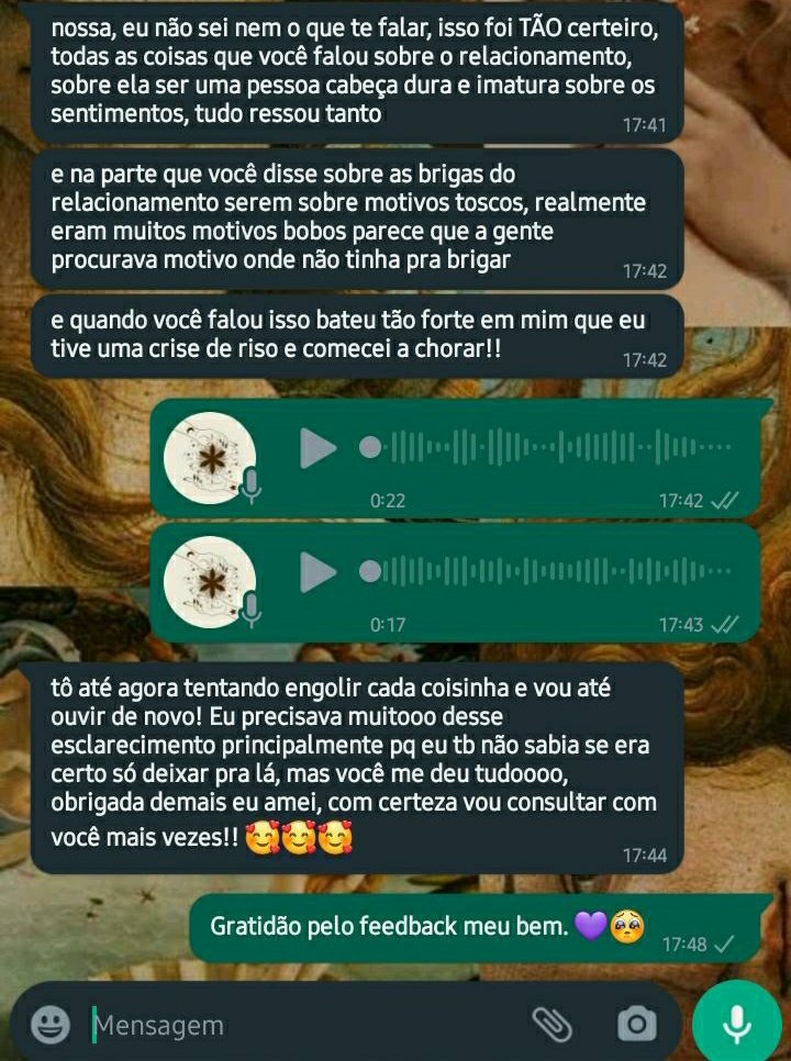 cartomancialuz's tweet photo. Alguns feedbacks positivos das leituras que eu realizo! Sempre grata a minha espiritualidade pela oportunidade de auxiliar vocês! 🥰🙏⚘ https://t.co/Vl7spZgfDE