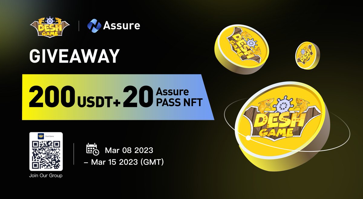 🎁200 USDT + 20 #NFT #Airdrop 

🔥Join: bit.ly/3Zrv4v2
✅Follow <a href="/Assure_pro/">AScoin Wallet</a> &amp; @Desh_Gamefi
✅RT Tag 3

🧧Scan the QR code to join the group and get red packets!
 #Giveaway  #Crypto  #Web3