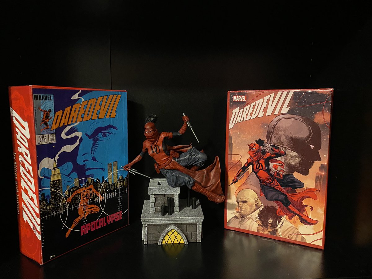 MarzCovers's tweet photo. Custom Daredevil box sets: The Complete Miller Run and all of Volume 6. 
I had all the trades anyway so I figured, why not? First time making anything like this… 🤔 https://t.co/6pMbDCtDf5