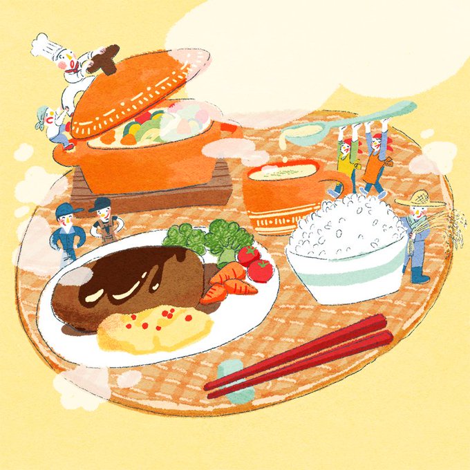 「apron rice bowl」 illustration images(Latest)