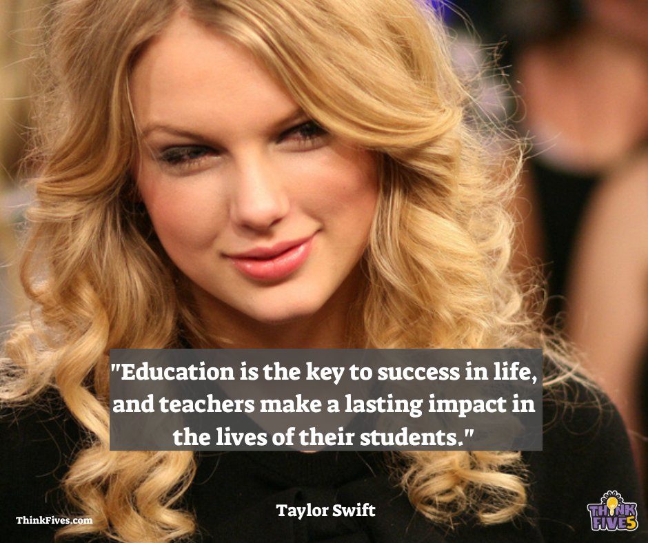 ThinkFives's tweet image. Do you hear #TaylorSwift ? 

Share this with your students who are T-Swift fans and remind them the importance of dedicating themselves to their education! #EducationIsKey 

Follow @ThinkFives for more #BrainCandy, #PuppyPics, and other #teachercontent!