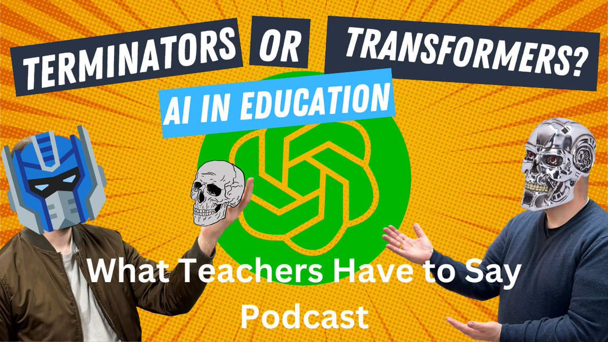 What Teachers Have to Say (@wthtspodcast) on Twitter photo And so it begins... Our first episode, "Terminators or Transformers: The Age of AI in Education," is now available on YouTube and many Podcasting platforms:
spotifyanchor-web.app.link/e/OJVrMeCuZxb
#teachers #artificialintelligence #educators #wearecue <a href="/cueinc/">CUE</a> <a href="/MrCarrOnTheWeb/">Mr. Carr on the Web</a> <a href="/ninetiesmale/">Nathan Joshua Collins</a> And so it begins... Our first episode, "Terminators or Transformers: The Age of AI in Education," is now available on YouTube and many Podcasting platforms:
spotifyanchor-web.app.link/e/OJVrMeCuZxb
#teachers #artificialintelligence #educators #wearecue <a href="/cueinc/">CUE</a> <a href="/MrCarrOnTheWeb/">Mr. Carr on the Web</a> <a href="/ninetiesmale/">Nathan Joshua Collins</a>