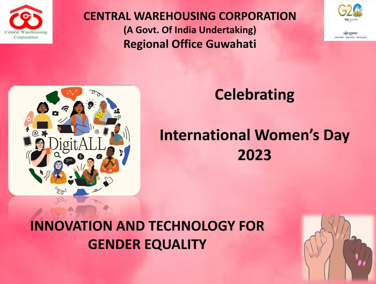 CwcGuwahati's tweet image. On this #InternationalWomensDay2023, let’s celebrate the contributions and tireless efforts of women in the family, workplace, and society. Let’s join hands to welcome and empower women to lead and work together for making an equal world. @cwc_warehouse
@fooddeptgoi @PiyushGoyal