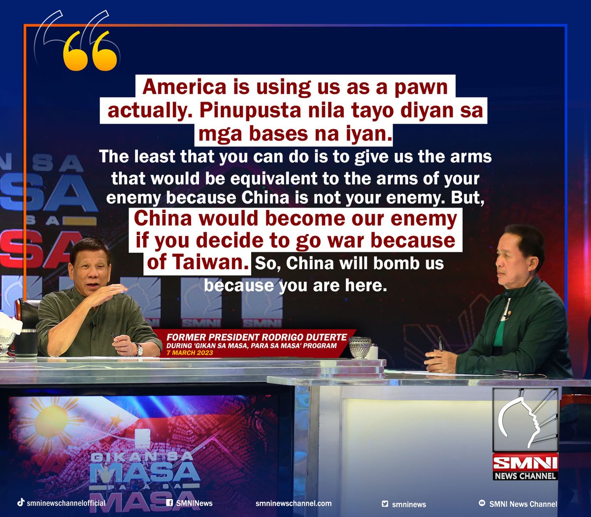 FPRRD: Pinupusta tayo ng Amerika sa mga EDCA base na iyan