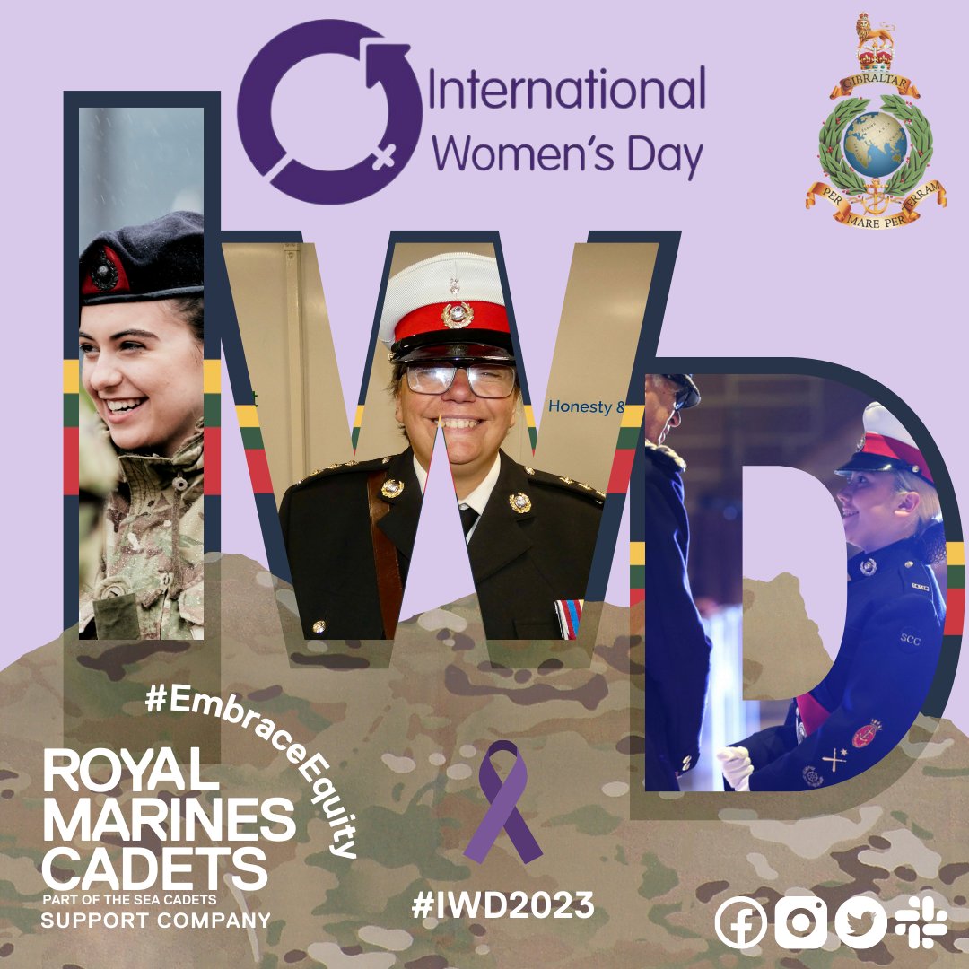 Celebrating #IWD2023 with the 540 inspirational women and girls across our #RMC_SCC formations. Not to mention our colleagues in @VCCcadets, #CCFRM and @RMBandService #EmbraceEquity @navy_women @RoyalMarines @theRMcharity