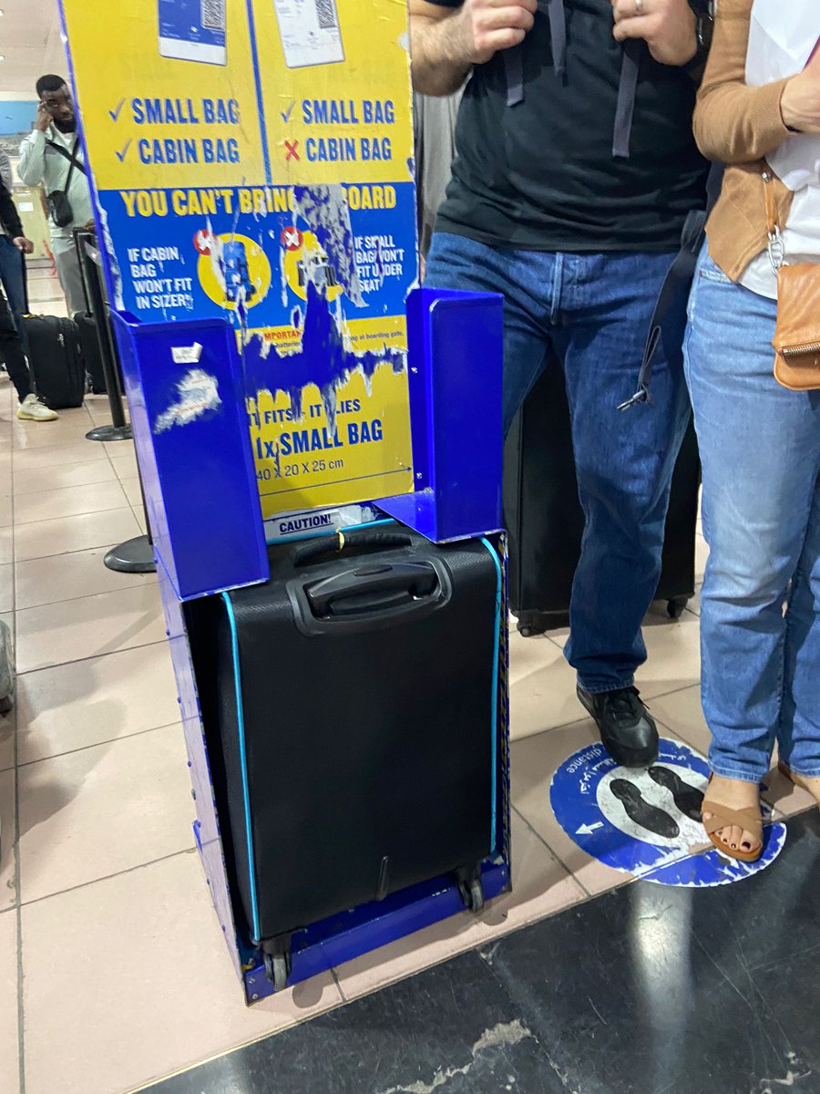 What a disgraceful behaviour from the Ryan air staff at Marrakech Airport! <a href="/Ryanair/">Ryanair</a>.  Whilst my hand luggage,which I paid for, was fitting like this, I still had to pay ridiculous amount of money again to fly!! There has to be a limit to drain the passengers!!