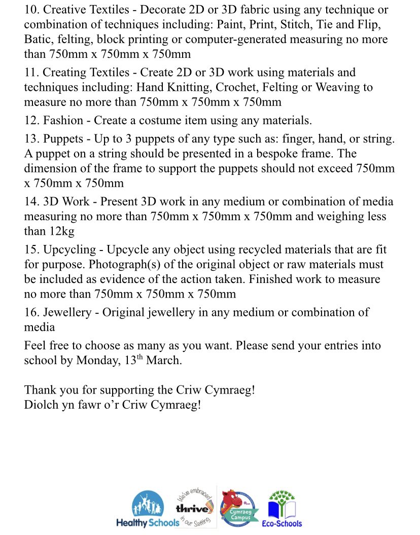 Apologies - we tweeted last years Eisteddfod letter instead of this years in our haste to communicate with you!
This is the Eisteddfod competition letter for this year 😊