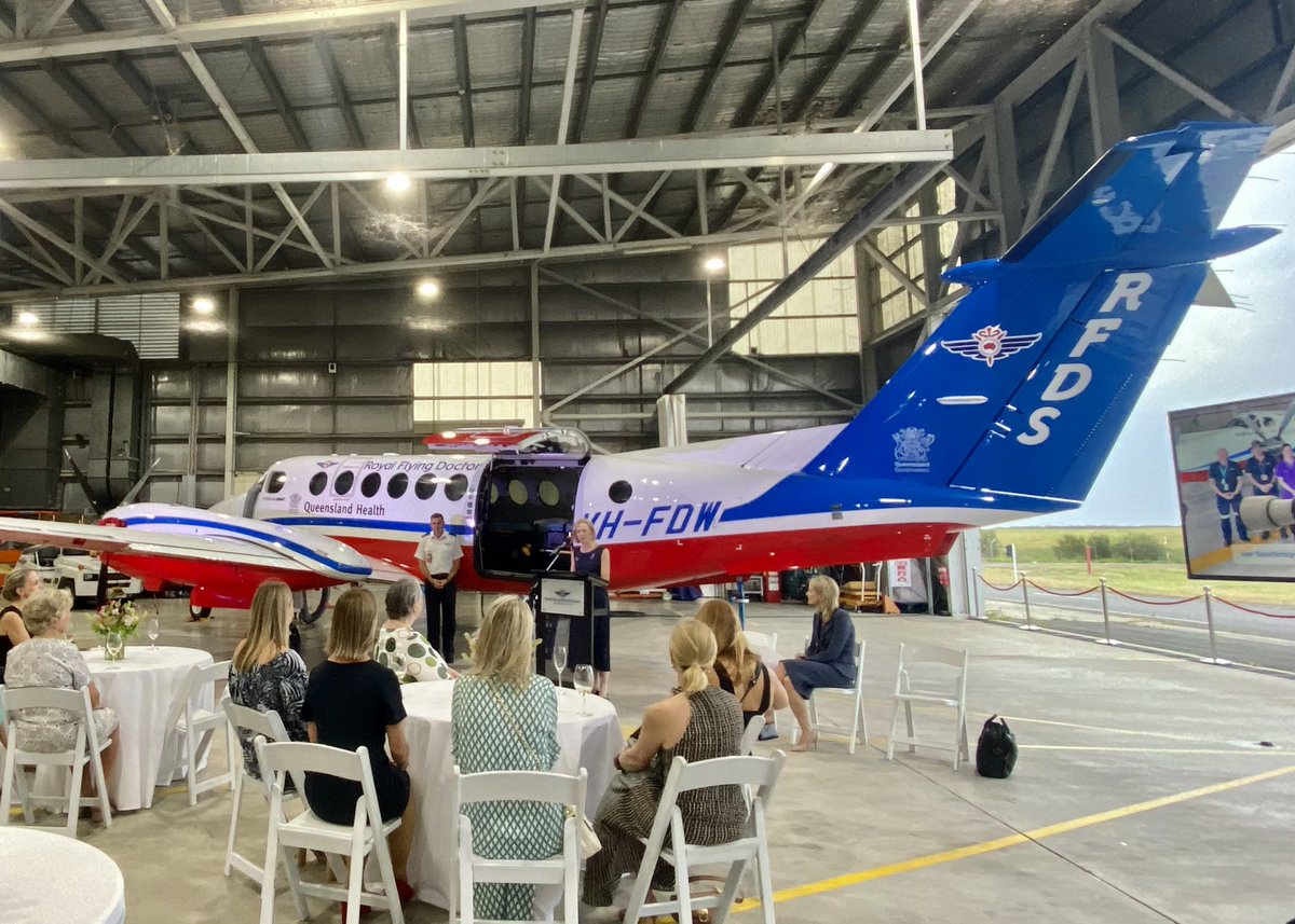 As Joint Patron of the Royal Flying Doctors Service (Queensland Section) with Professor Nimmo, Her Excellency attended the <a href="/RoyalFlyingDoc/">Royal Flying Doctor Service</a> International Women’s Day Sunset Reception at their Brisbane hangar this evening and presented a Certificate of Patronage. #IWD2023