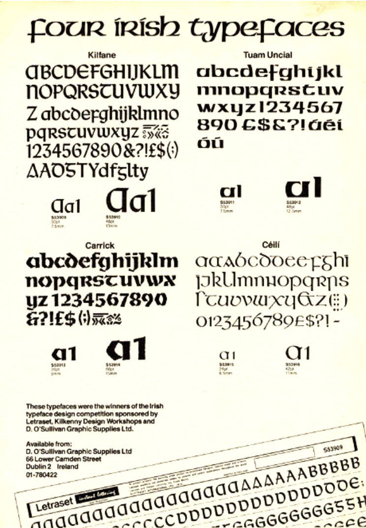 Help! Writing (still) about the 1978 “Design an Irish Typeface” competition held by Letraset/Kilkenny Design Workshops which, among other things, launched #tuamuncial. Keen to talk to more people involved, particularly those who entered. Any leads?? 🙏🏻