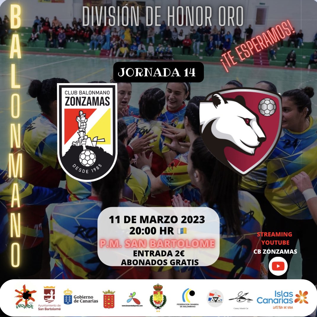 CBZONZAMAS's tweet photo. Te esperamos! 💪🏽💪🏽❤️🖤

#islascanariaslatituddevida #dhorofem #balonmano #rfebm #turismolzt #lanzarote #sanbartolome #fecanbm #fbilanz #zonzamasstopracismo #zonzamasstophomofobia https://t.co/YuyXSrTpdl