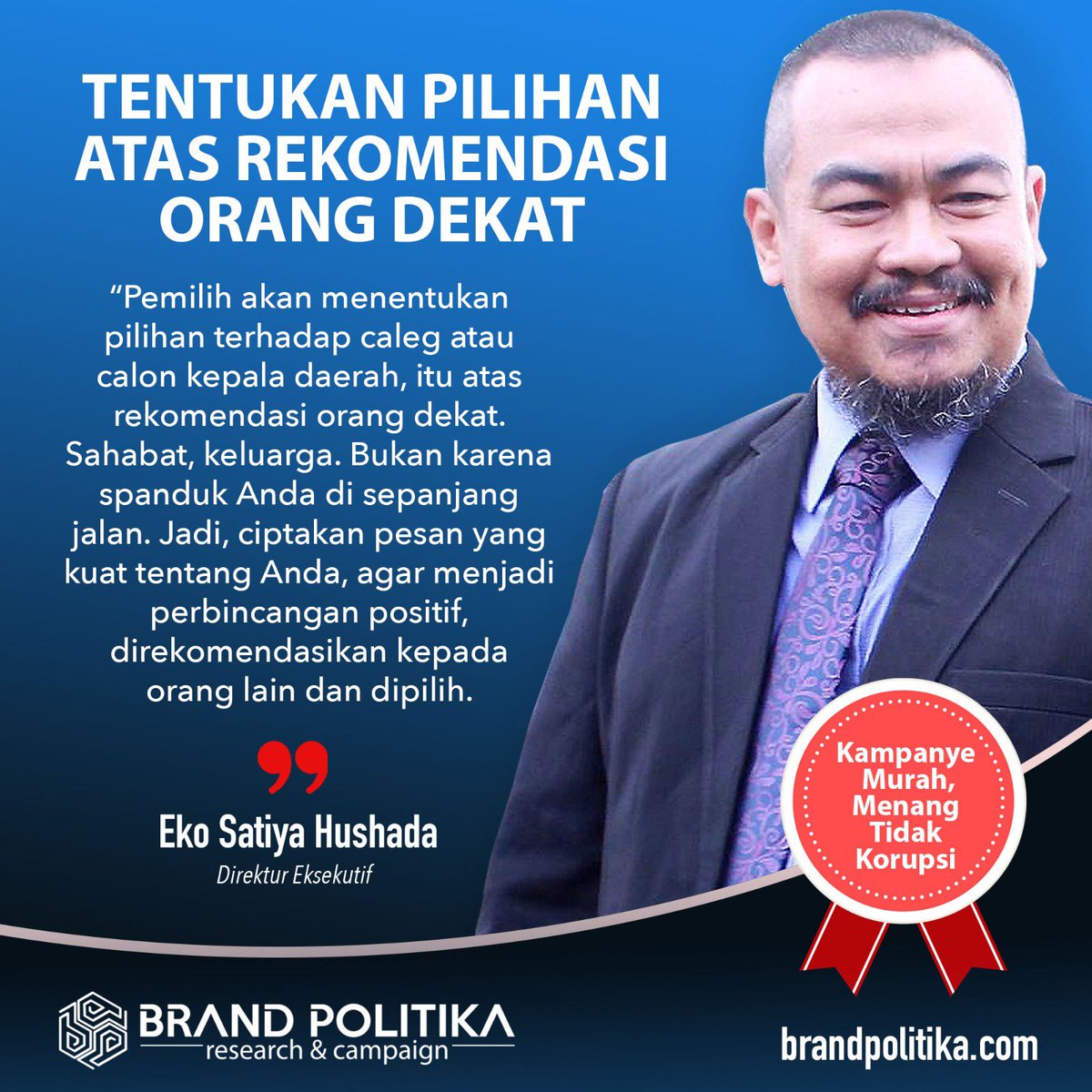 ekosahus's tweet photo. Kekuatan pesan itu penting, agar Anda menjadi caleg yang dibicarakan secara positif, direkomendasikan kepada orang lain, dan dipilih. Bukan karena spanduk Anda. 

#BrandPolitika
#Pemilu2024
#PoliticalBranding https://t.co/RMxON25Dcs
