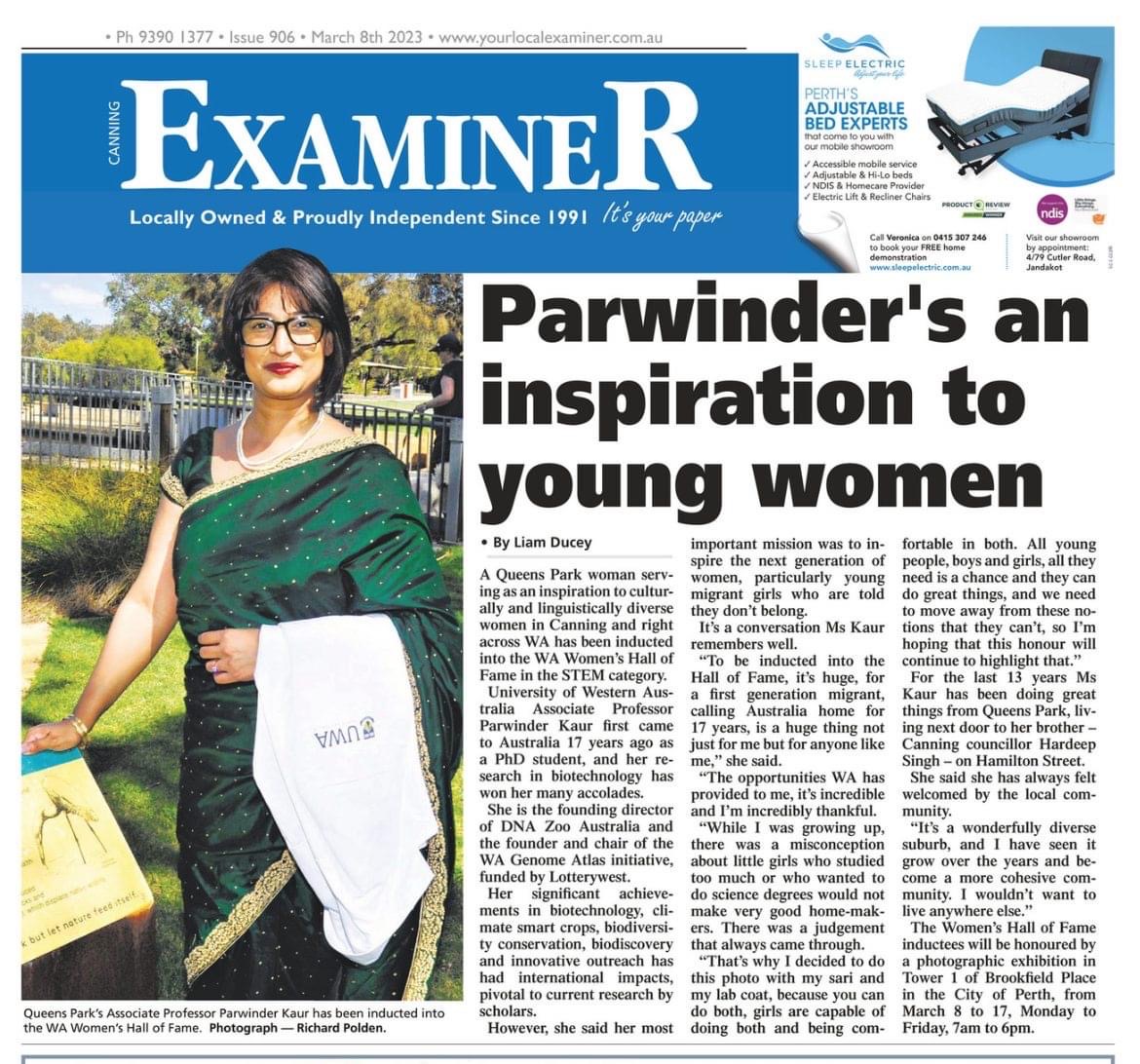 Dr_Parwinder's tweet image. Incredibly emotional moment to get inducted into the WA Women Hall of Fame felicitated by WA Minister for Women's Interests, Hon. Sue Ellery MLC #IWD2023 @SAgE_UWA @uwanews #SuperstarsofSTEM