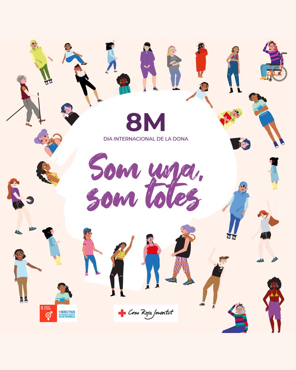 Creu Roja Catalunya (@creurojacat) on Twitter photo 'Diverses, però amb un objectiu comú' 💪 Aquest 8M, #DiaInternacionalDeLa Dona, visibilitzem les diferents realitats a les quals ens enfrontem les dones i les desigualtats a les que hi fem front a diari. Per això, ho diem ben clar: #SomUnaSomTotes 🟣
<a href="/crjoventut/">Creu Roja Joventut Catalunya</a> 'Diverses, però amb un objectiu comú' 💪 Aquest 8M, #DiaInternacionalDeLa Dona, visibilitzem les diferents realitats a les quals ens enfrontem les dones i les desigualtats a les que hi fem front a diari. Per això, ho diem ben clar: #SomUnaSomTotes 🟣
<a href="/crjoventut/">Creu Roja Joventut Catalunya</a>