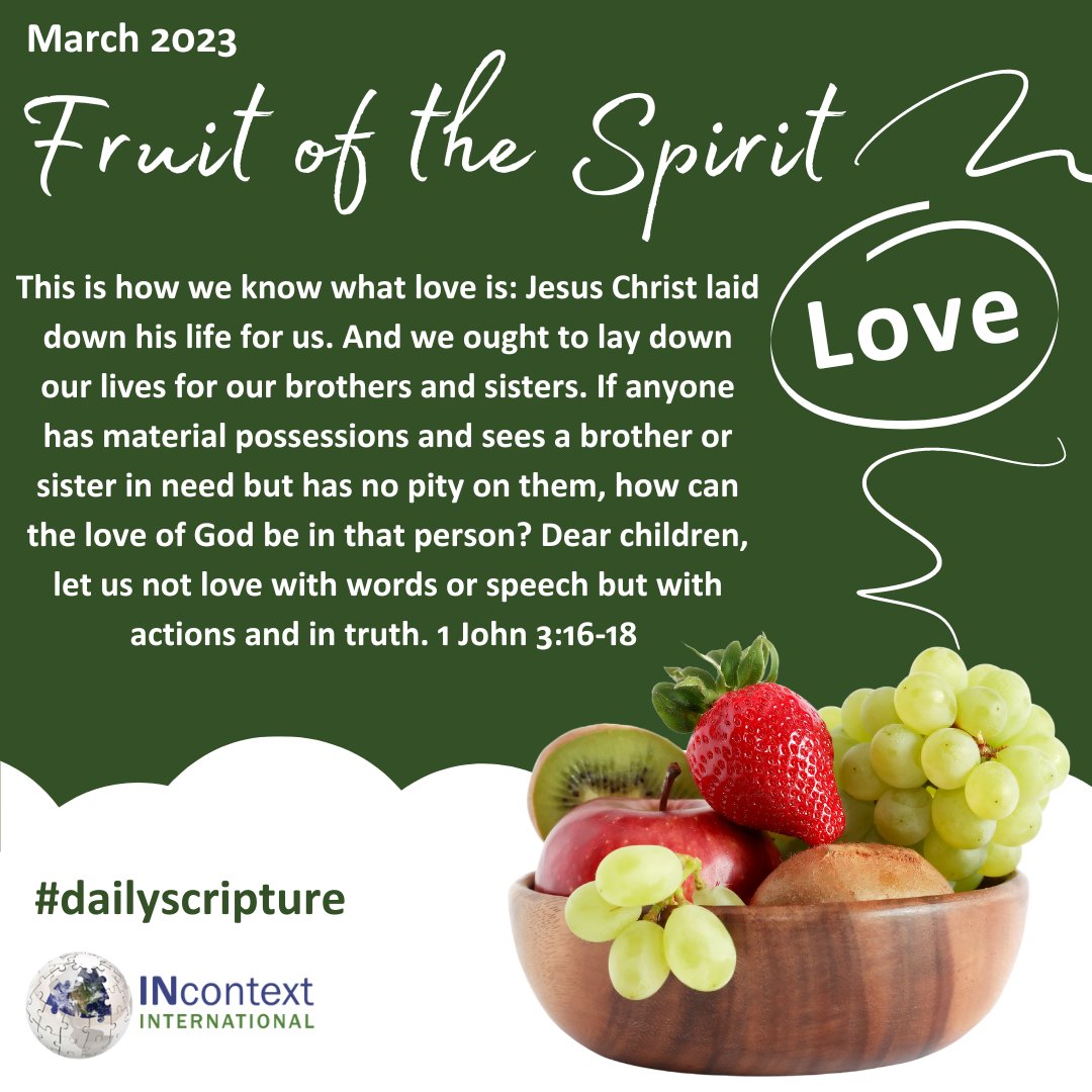 Today's scripture focusing on LOVE is:

#scripture #bearfruit #bible #dailyscripture #scriptureverse #ScriptureReading  #love #fruitofthespirit #bibleverse #bibletruth #LoveGodGreatly